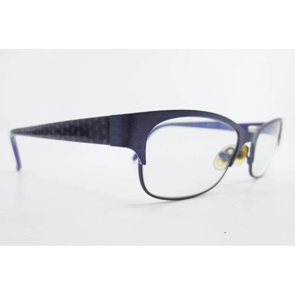 M. Equipment Detailed Purple Polka Dot Eyeglasses Frames 51-17-135 Cat Eye 37160